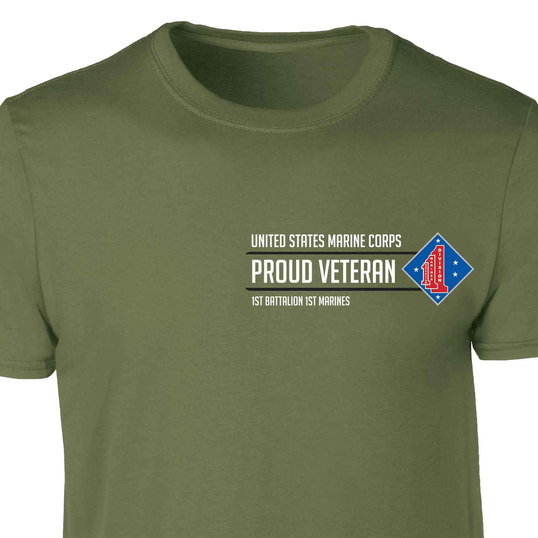 1st Battalion 1st Marines Proud Veteran Patch Graphic T-shirt