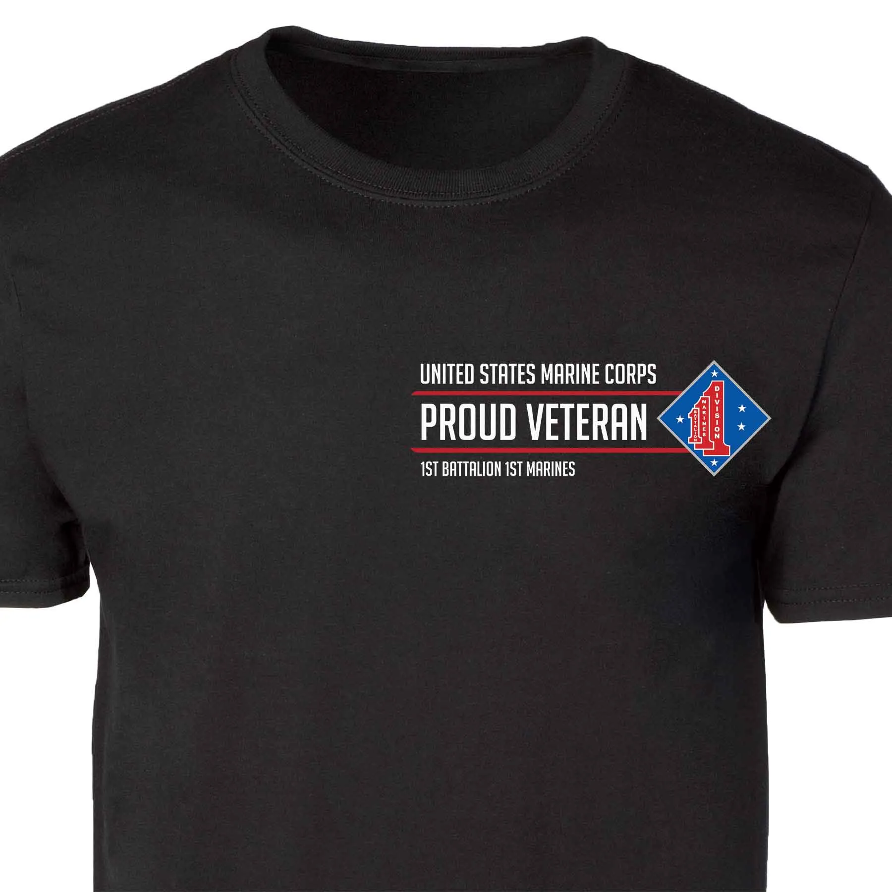 1st Battalion 1st Marines Proud Veteran Patch Graphic T-shirt