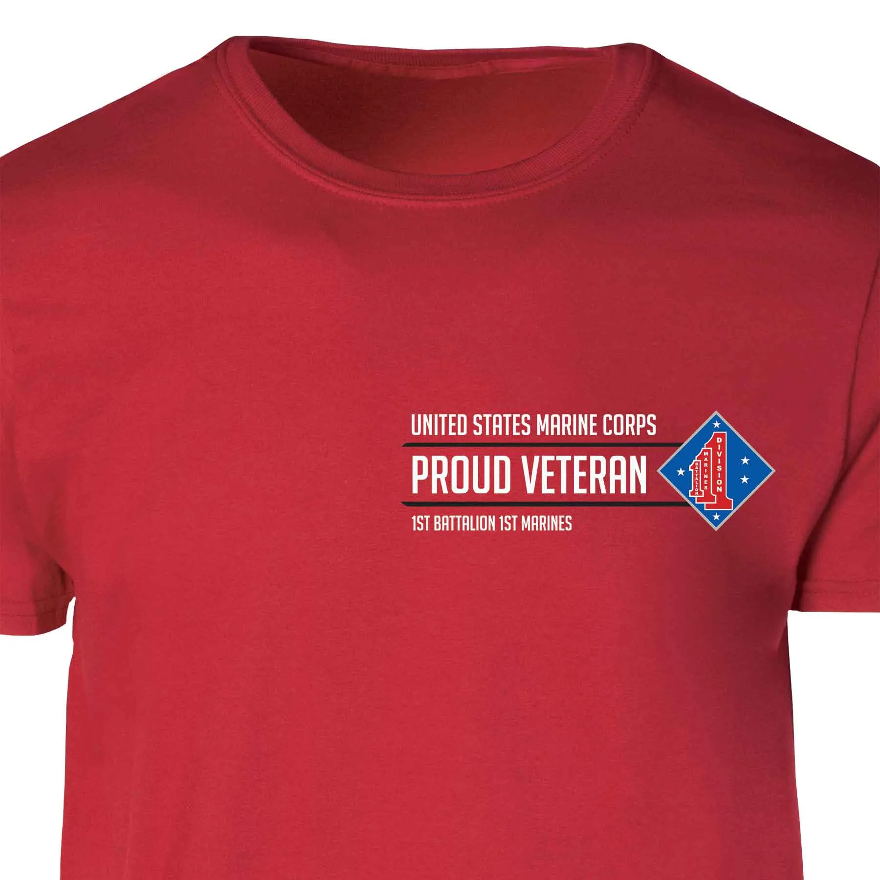 1st Battalion 1st Marines Proud Veteran Patch Graphic T-shirt