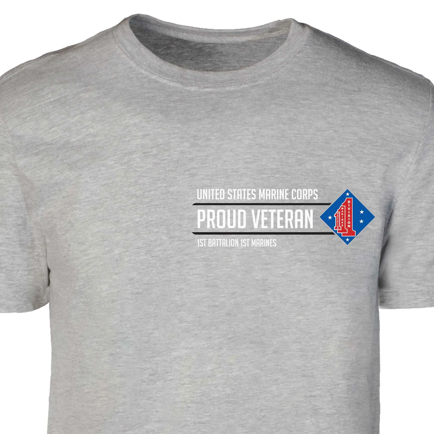 1st Battalion 1st Marines Proud Veteran Patch Graphic T-shirt