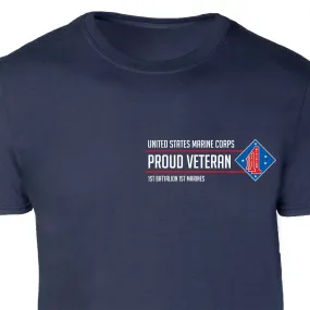 1st Battalion 1st Marines Proud Veteran Patch Graphic T-shirt