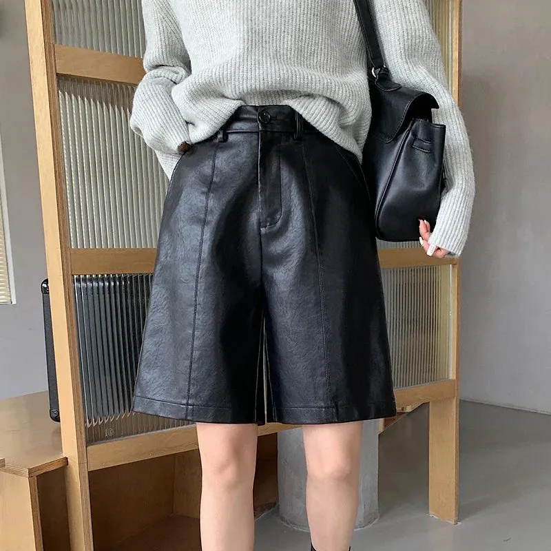 2024 Autumn Winter Washed High Waist Wide Leg Loose Trousers Shorts