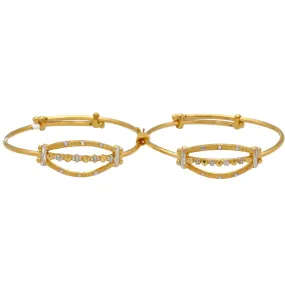 22K Multi-Tone Gold Open Face Baby Bangle Set