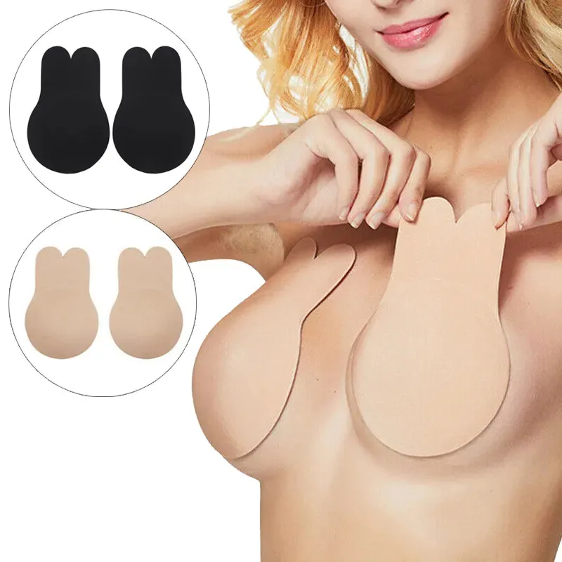 2Pcs/1 Pair Rabbit Ear Reusable Silicone Bust Nipple Cover Pasties Stickers Breast Adhesive Invisibl