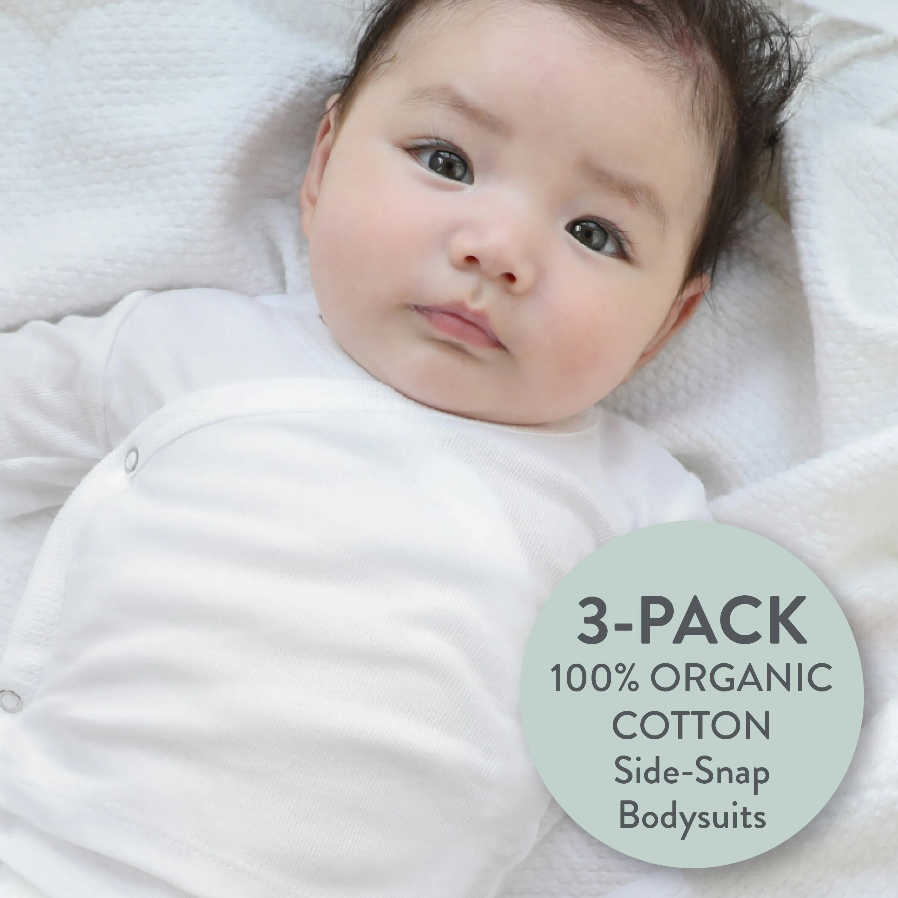 3-Pack Organic Cotton Long Sleeve Side-Snap Bodysuits