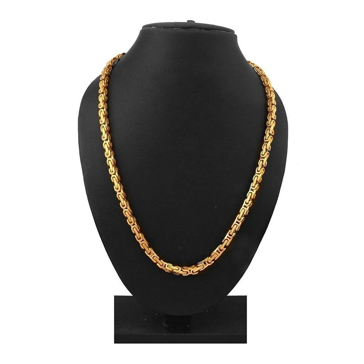 316L Stainless Steel Gold Plated Italian 3D Byzantine 22" Chain Men