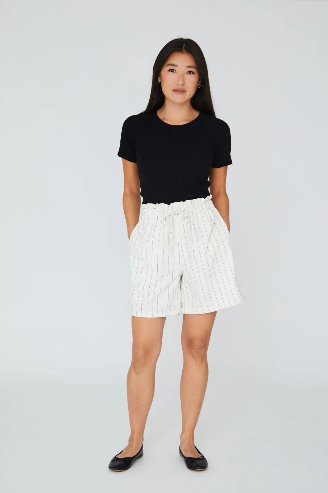 A-View - Lerke Stripe Shorts - 005 Off White