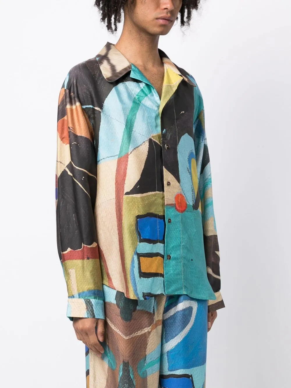 Abstract-Print Lyocell Shirt