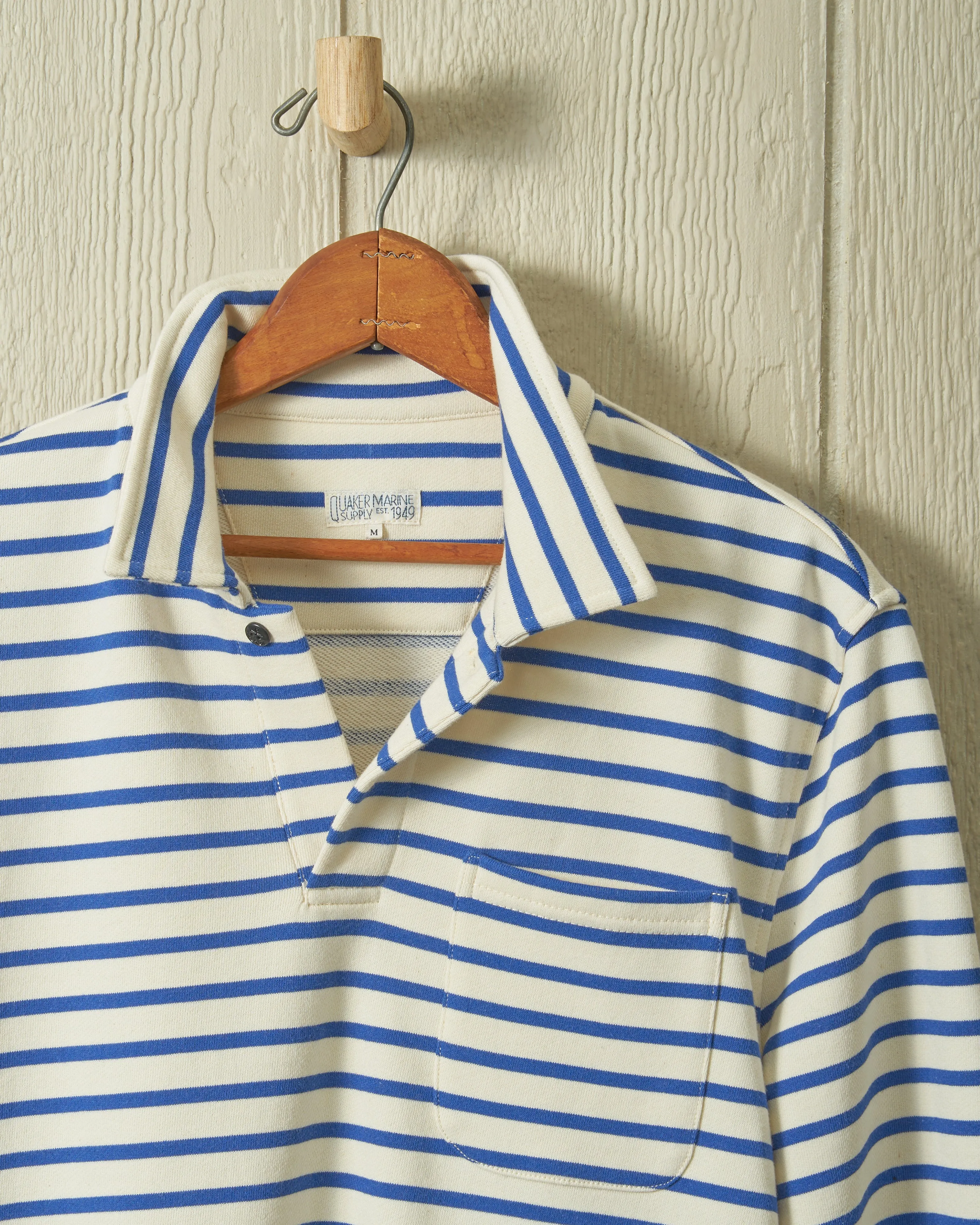 Acadia Polo in Cream/Atlantic Blue Loopback Terry