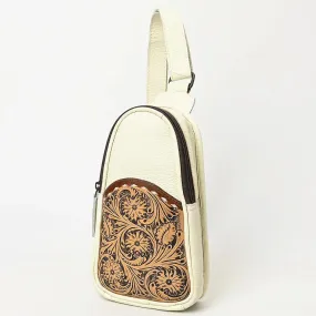 AD Cream Leather Tooled Sling