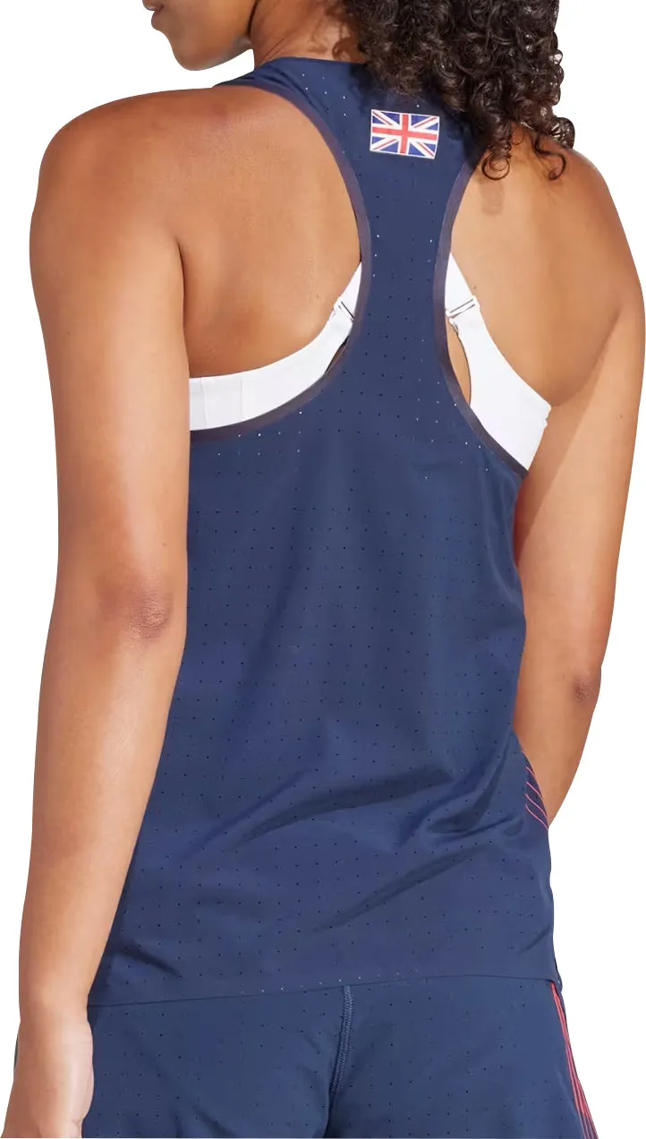 adidas Adizero Team GB Womens Running Vest Tank Top - Blue