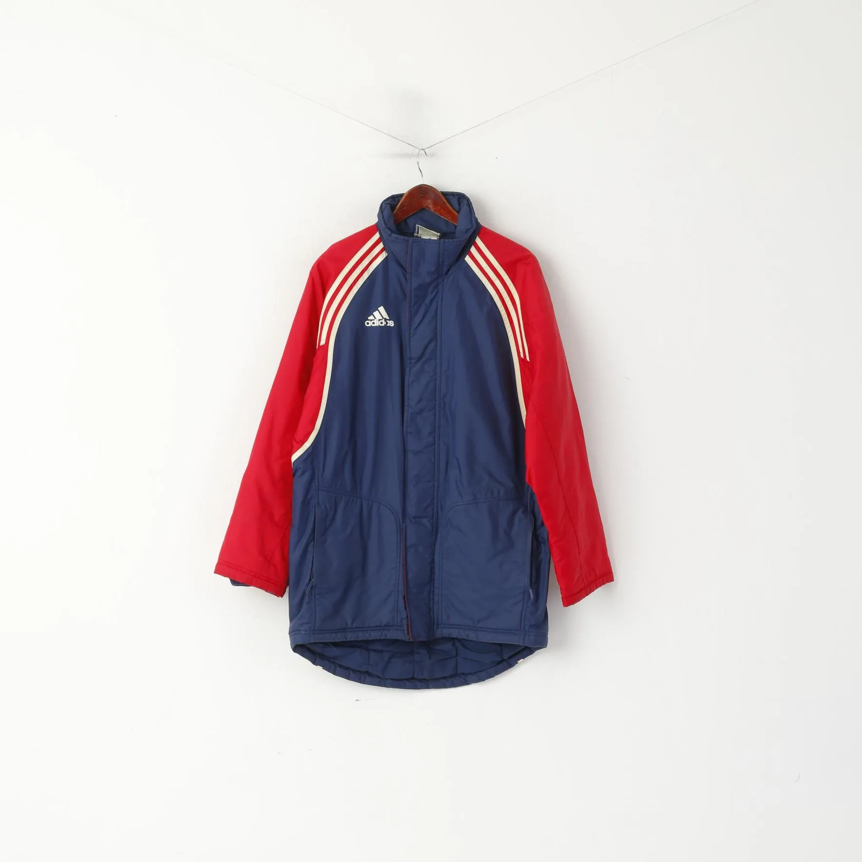 Adidas Men S 168 Jacket Vintage Blue Red Padded Nylon Waterproof 01's Parka