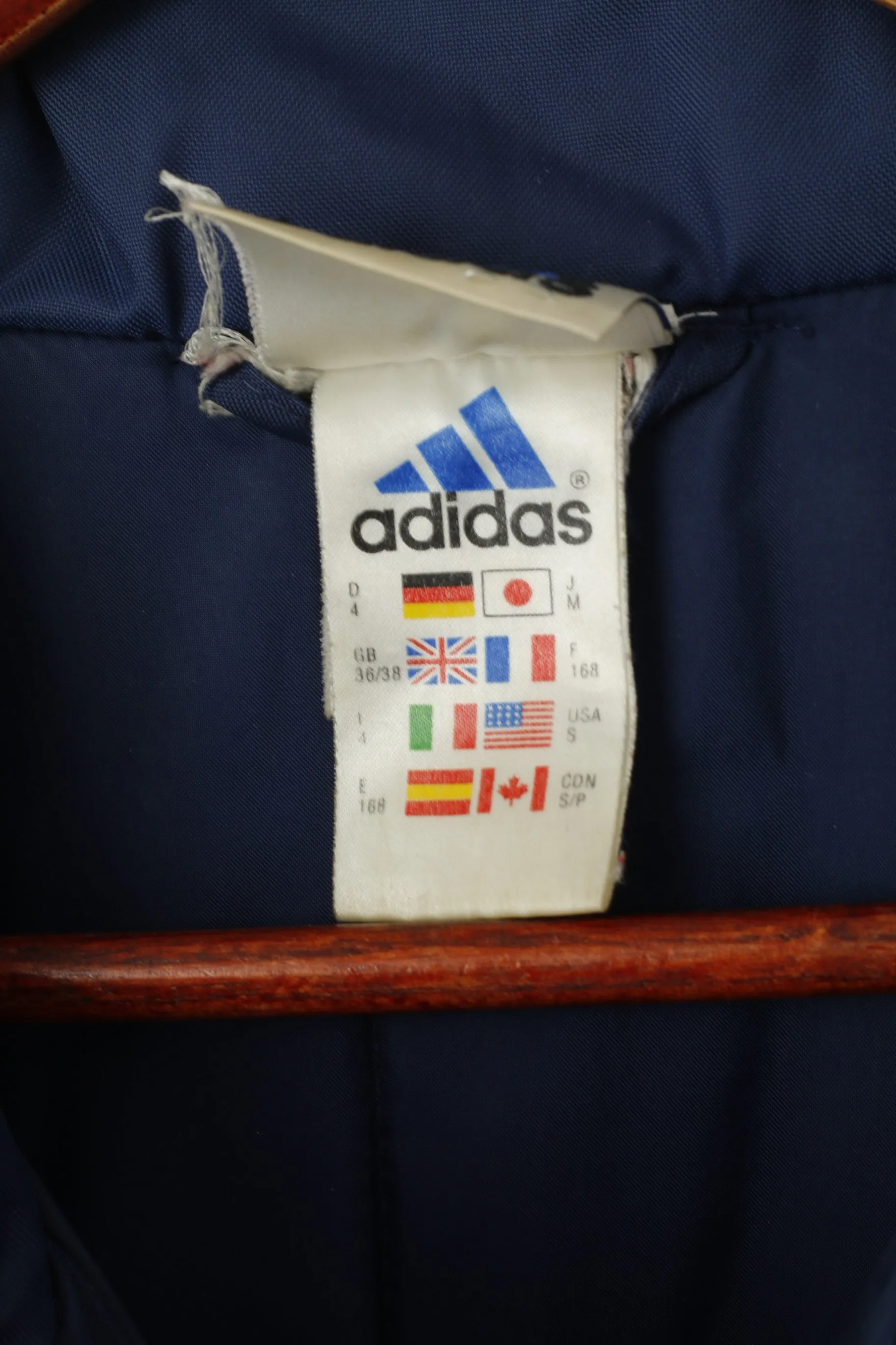 Adidas Men S 168 Jacket Vintage Blue Red Padded Nylon Waterproof 01's Parka