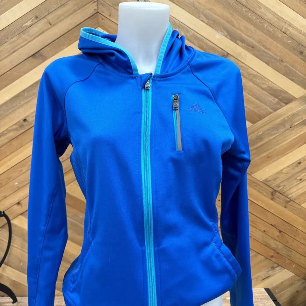 Adidas - Women's Zip-Up Athletic Hoodie: Blue-women-MD