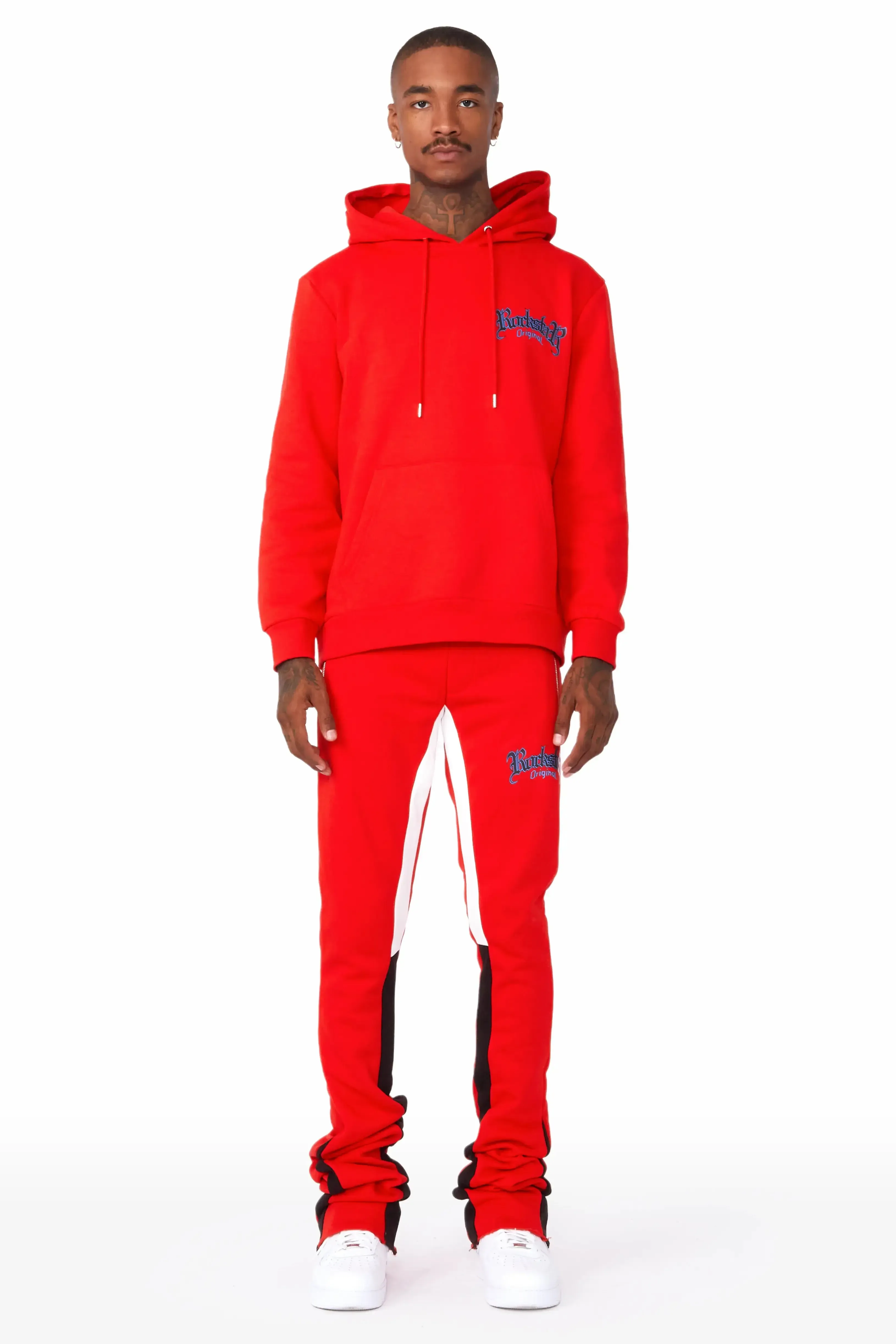 Against Red Hoodie/Super Stacked Flare Pant Set