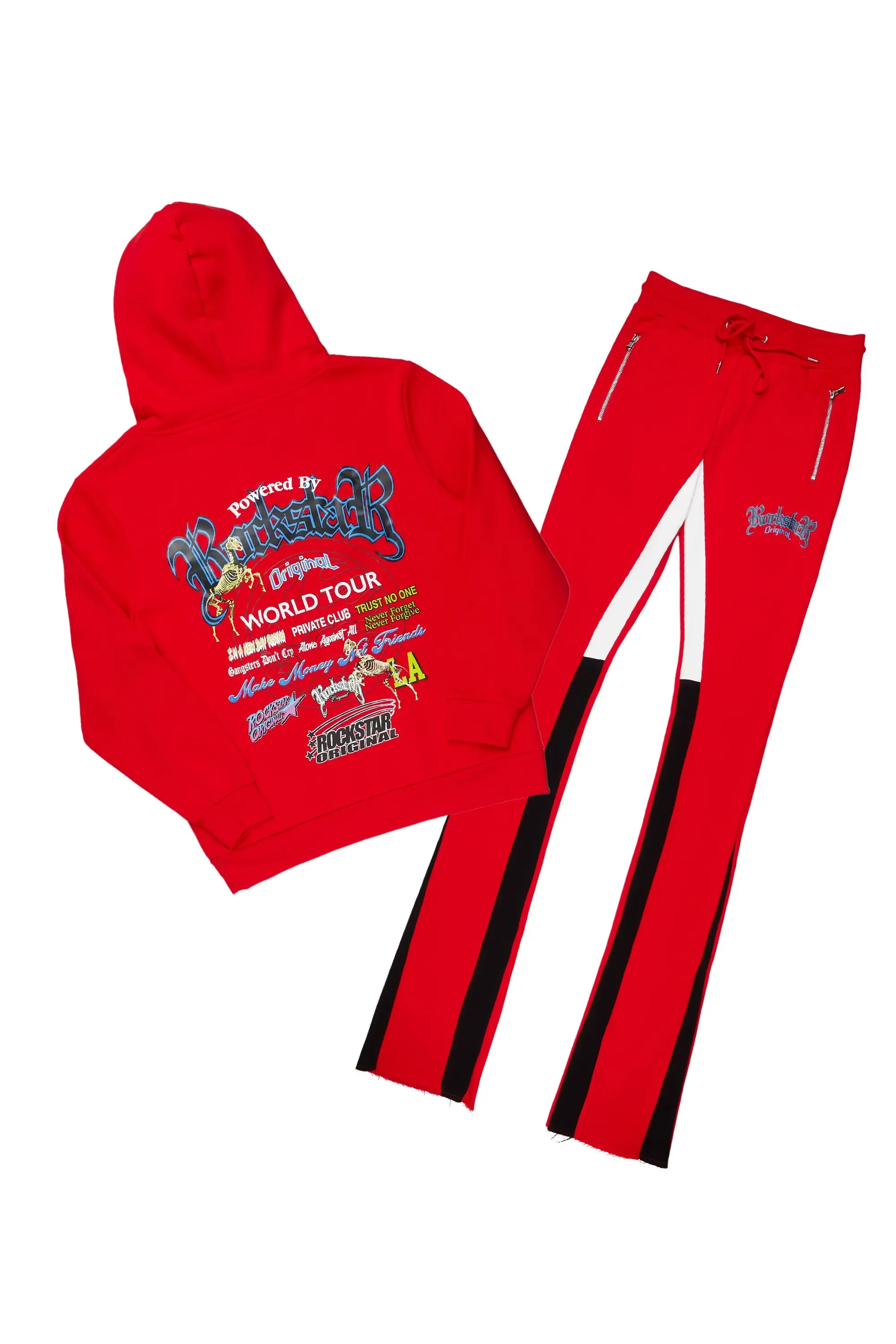 Against Red Hoodie/Super Stacked Flare Pant Set