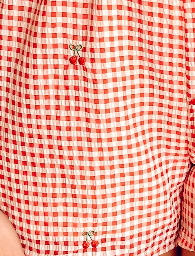 American Cherry Gingham Shorts | Red