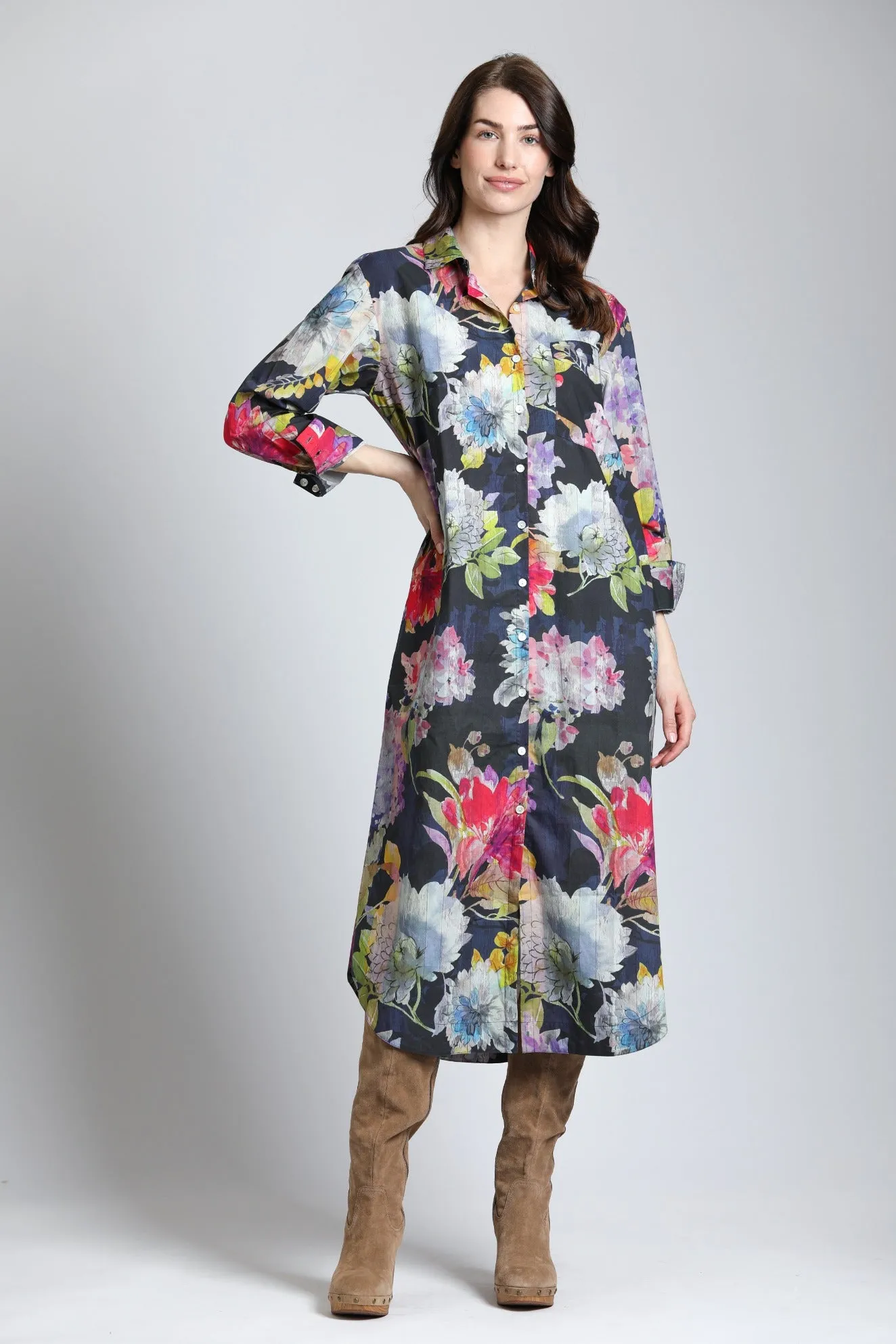 AP NY PRINTED SHIRT DRESS - MULTI - T38B672DCT