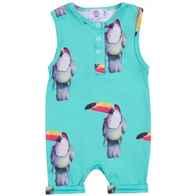 Aqua Green Toucan Short Leg Playsuit