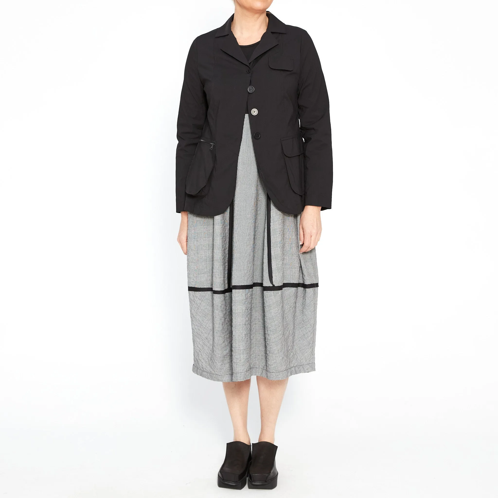 Archer Black & White Houndtooth Dress w/ Long Sleeves