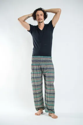 Aztec Stripes Men's Harem Pants in Aqua