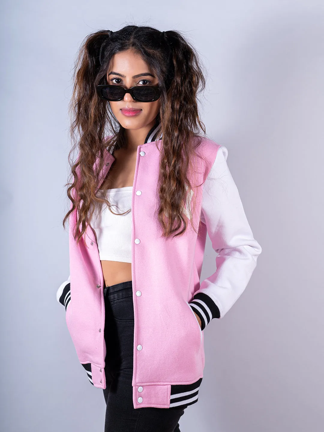 Baby Pink NY Varsity Jacket