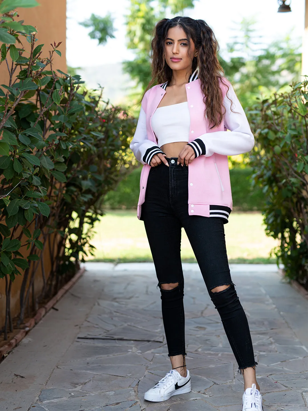 Baby Pink NY Varsity Jacket