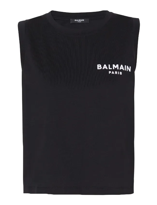 Balmain contrasting flocked tank top