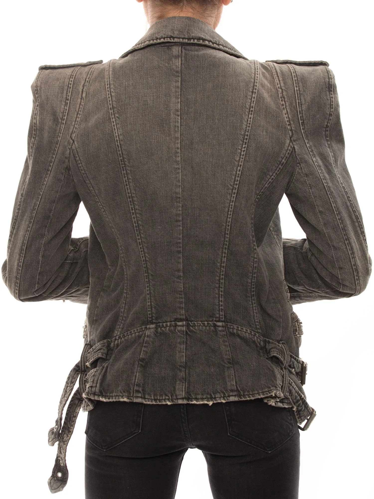 Balmain Grey Biker Jacket