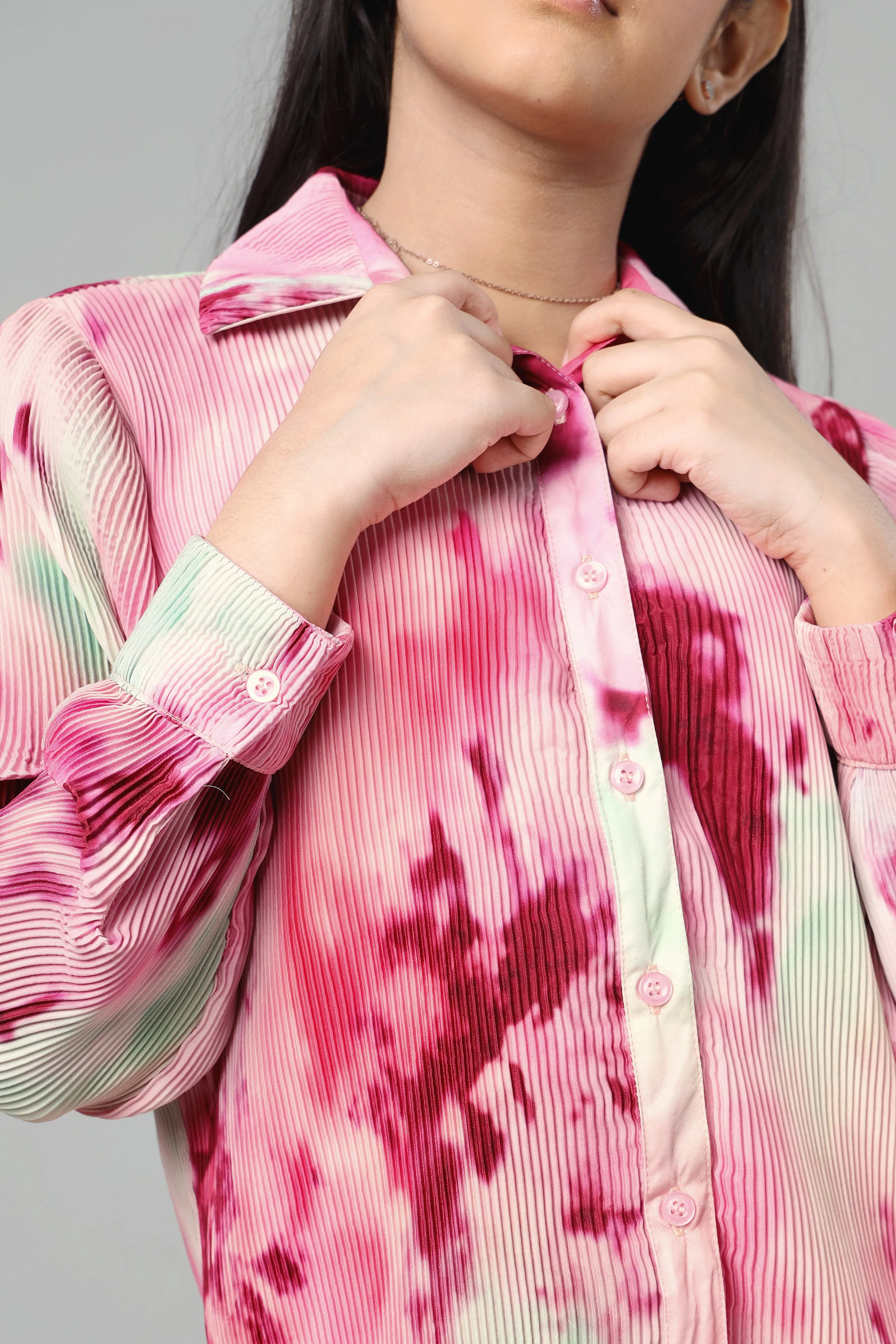 Bestselling Tie Dye Pleated Shirt For Girls