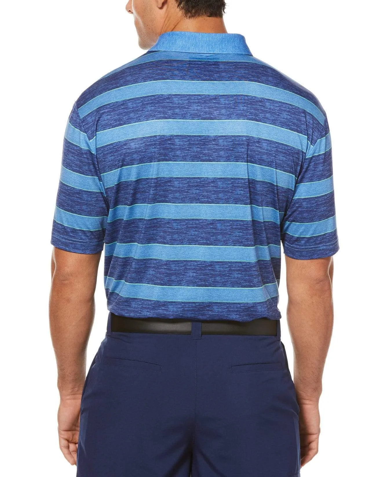 Big & Tall Opti-Dri Heathered Rugby Stripe Polo