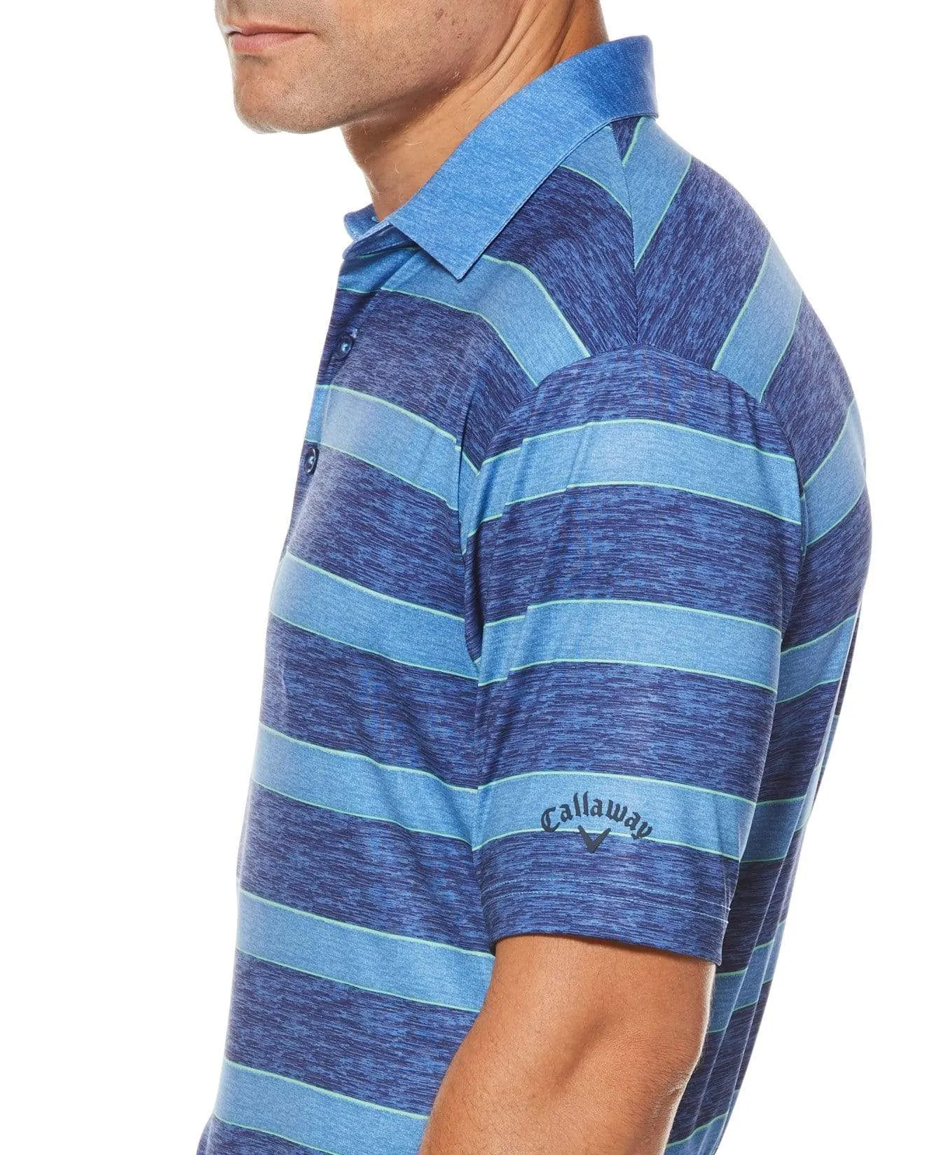 Big & Tall Opti-Dri Heathered Rugby Stripe Polo