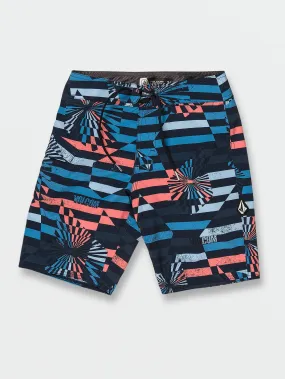 Big Boys Stone Stripe Mod-Tech Trunks - Navy