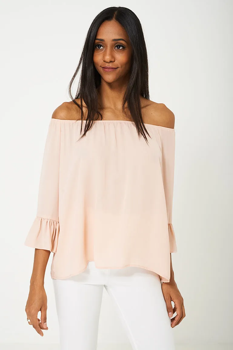 BIK BOK Bell Sleeve Top in Peach