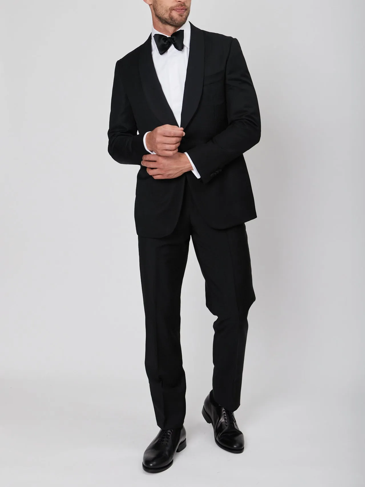 Black Wool and Mohair Shawl Lapel Tuxedo