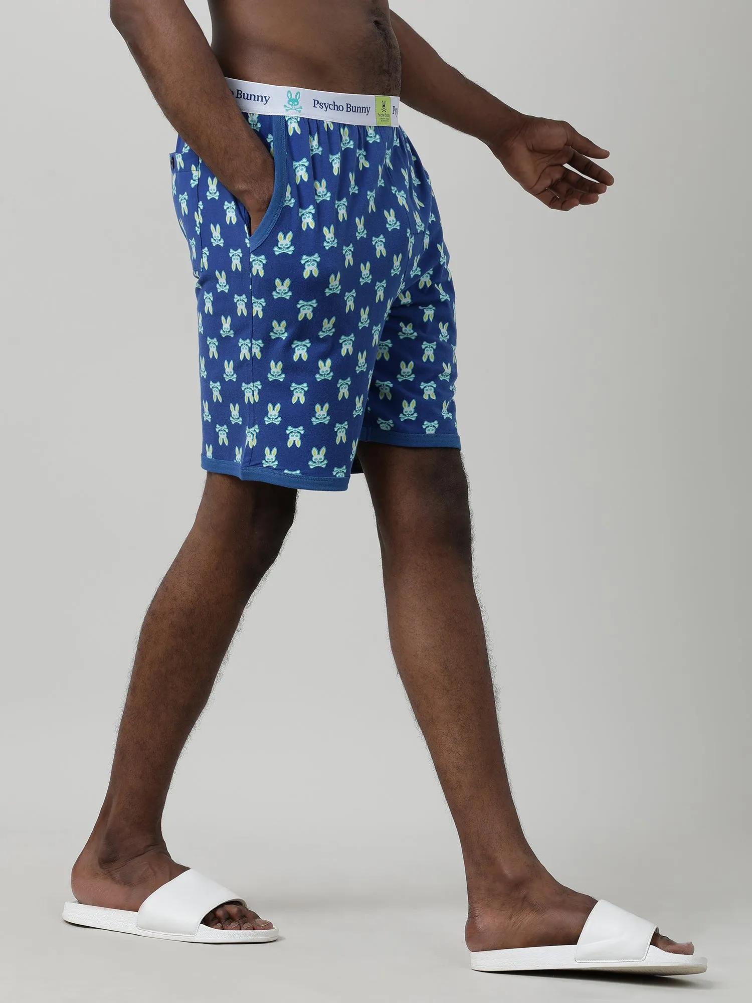 Blue Checks Cotton Knee Length Shorts