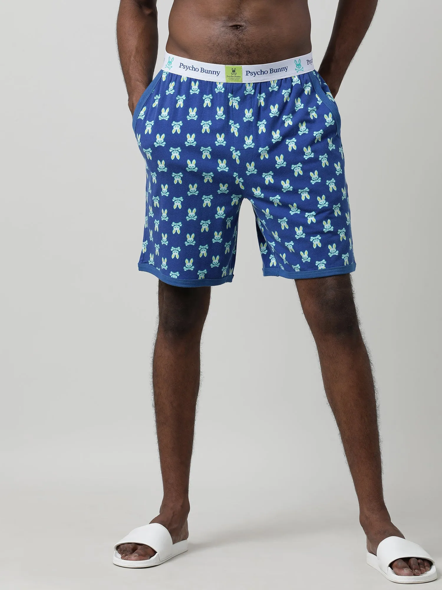 Blue Checks Cotton Knee Length Shorts