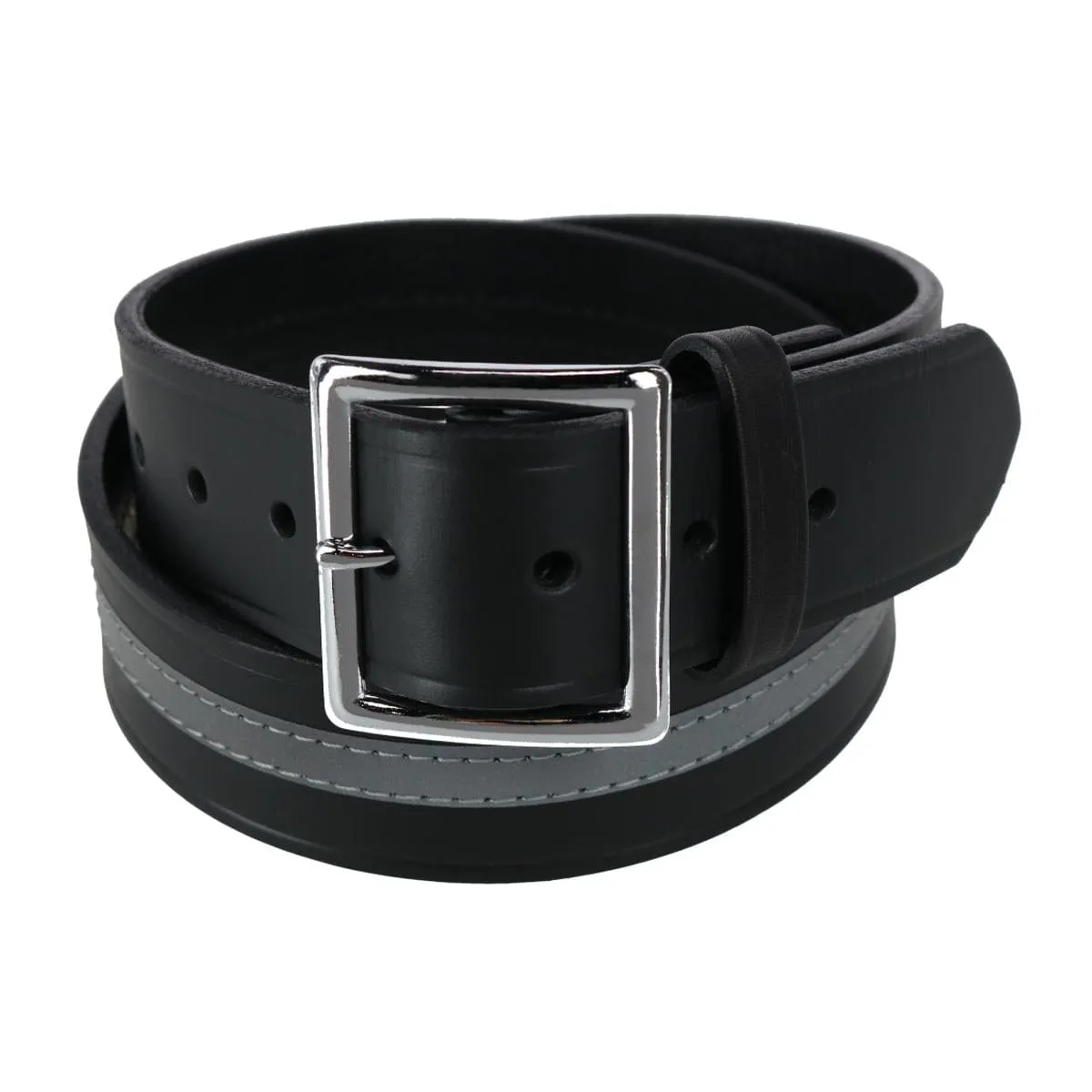 Boston Leather Men's Garrison Work Belt with Reflective Safety Stripe