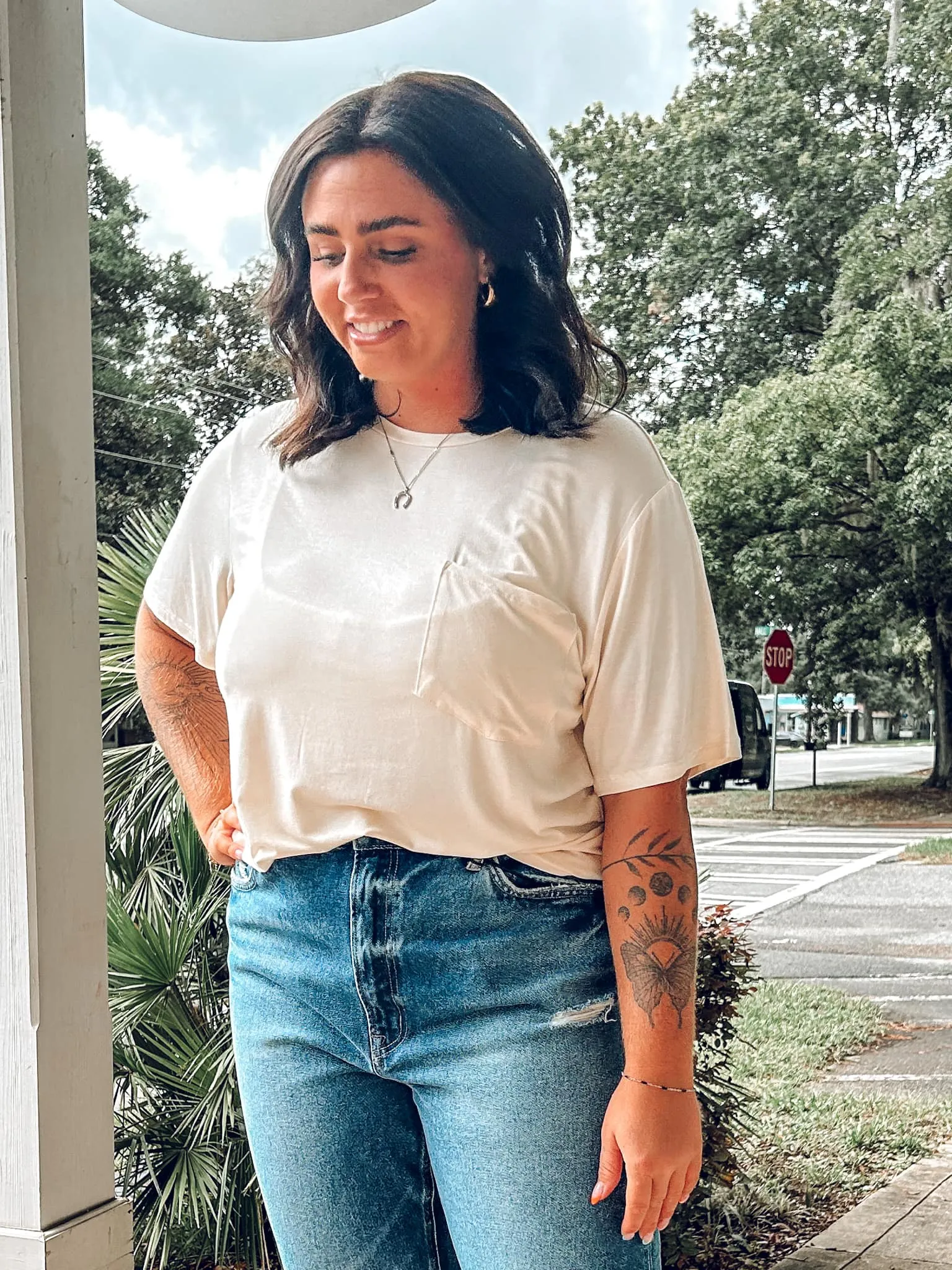 Boxy Babe Pocket Tee | Cream