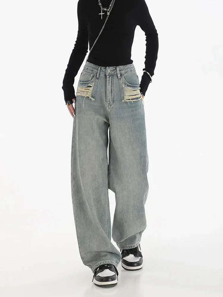 Boyfriend Vintage Washed Wide Leg Baggy Jeans