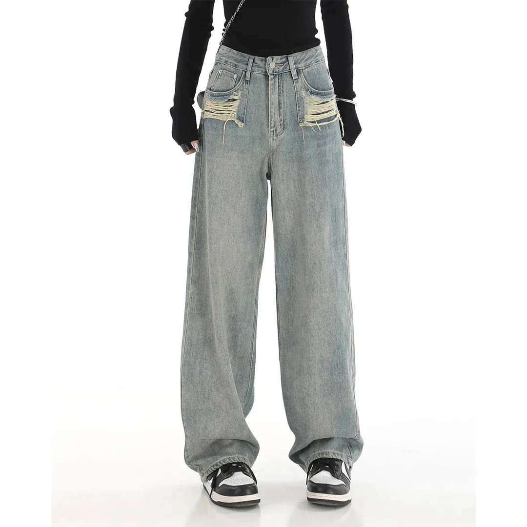 Boyfriend Vintage Washed Wide Leg Baggy Jeans