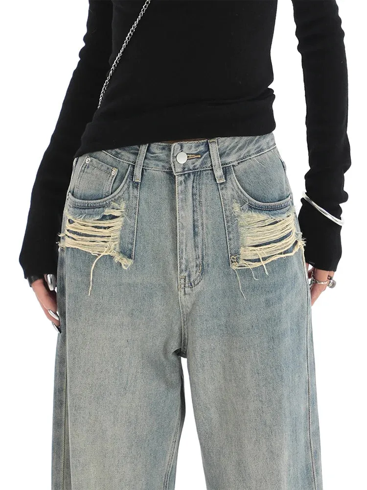 Boyfriend Vintage Washed Wide Leg Baggy Jeans