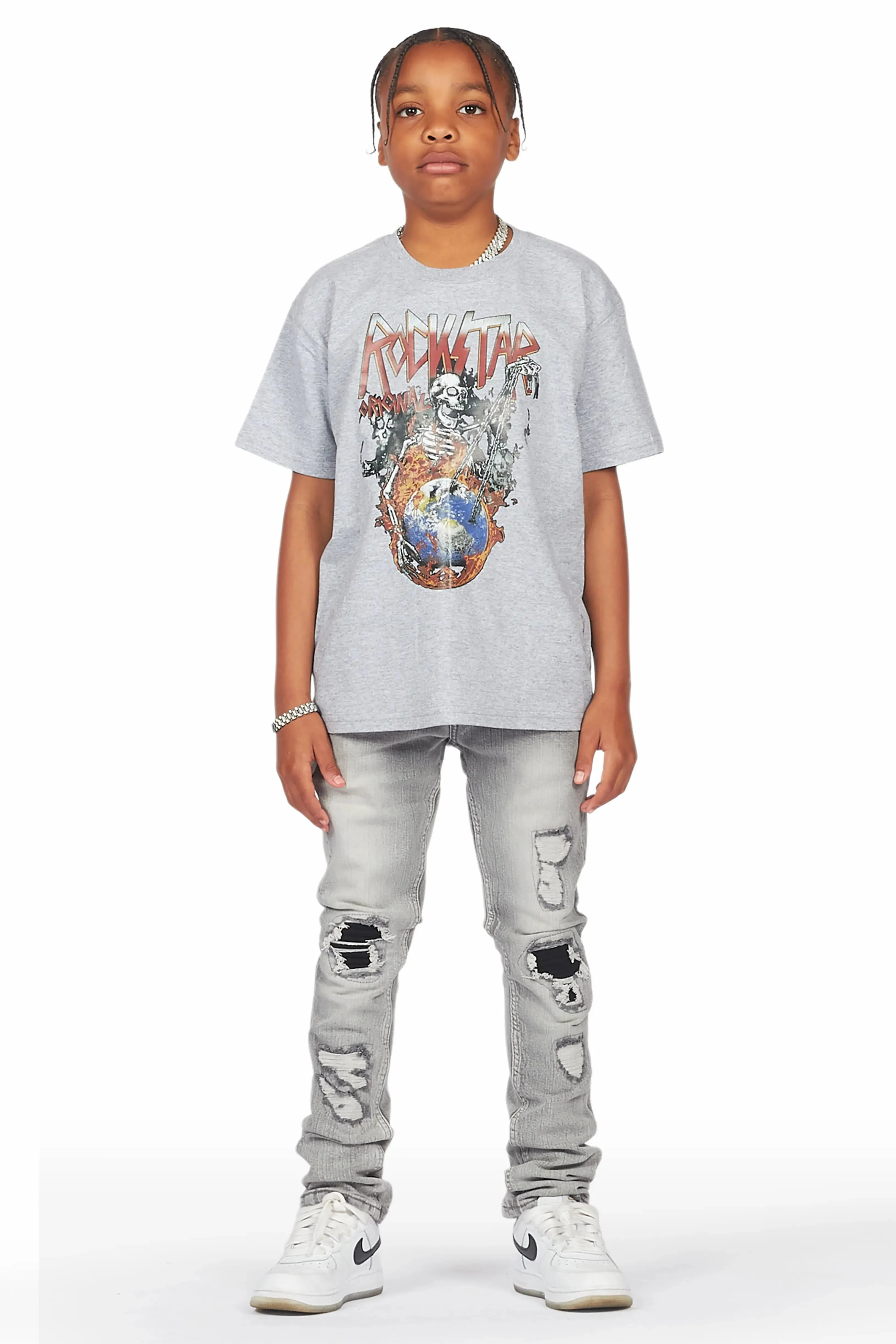 Boys Cachi Grey T-Shirt/Skinny Jean Set