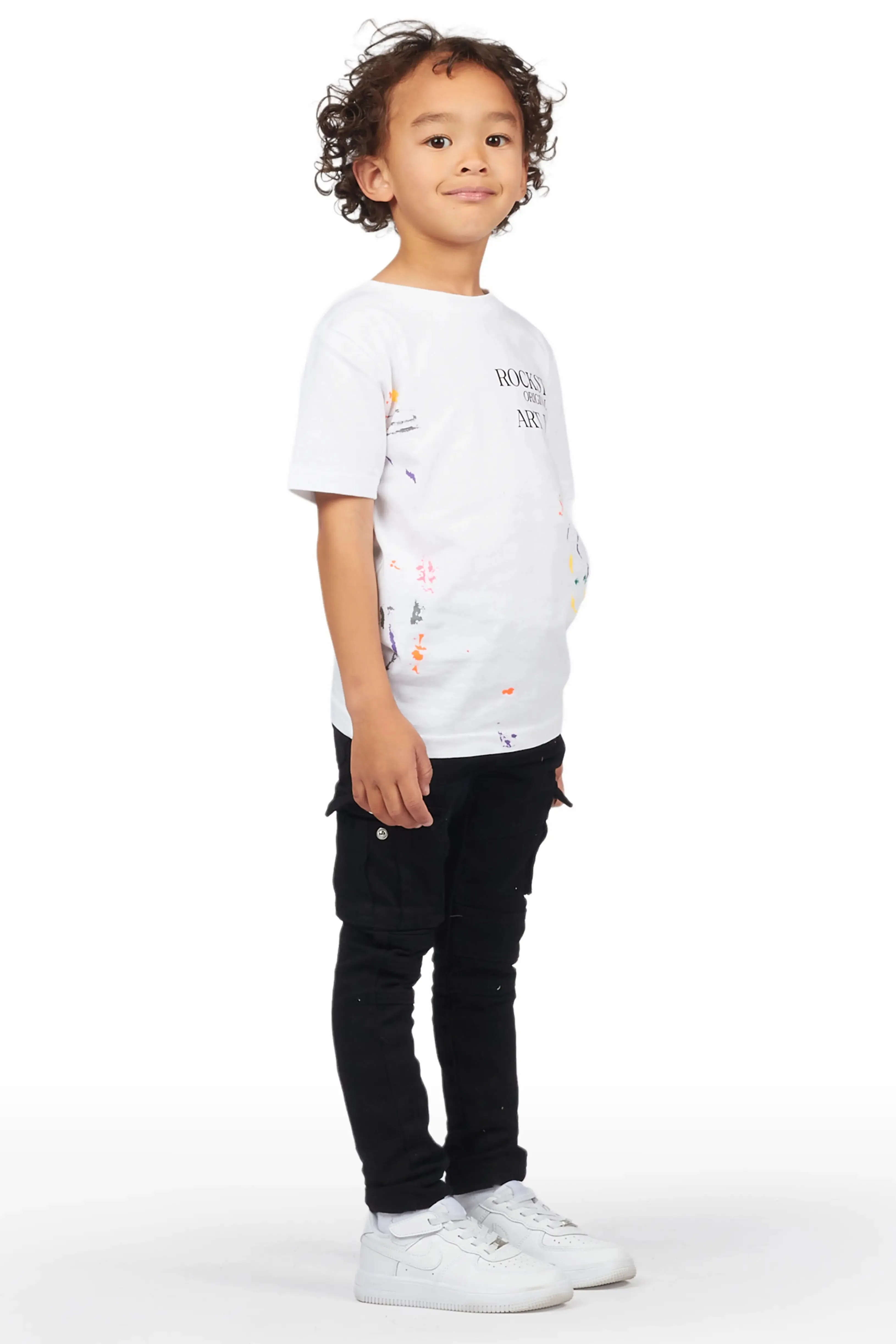 Boys Parry White T-Shirt/Cargo Jean Set