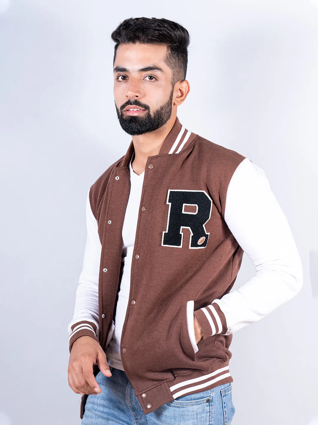 Brown R Tequila Varsity Jacket