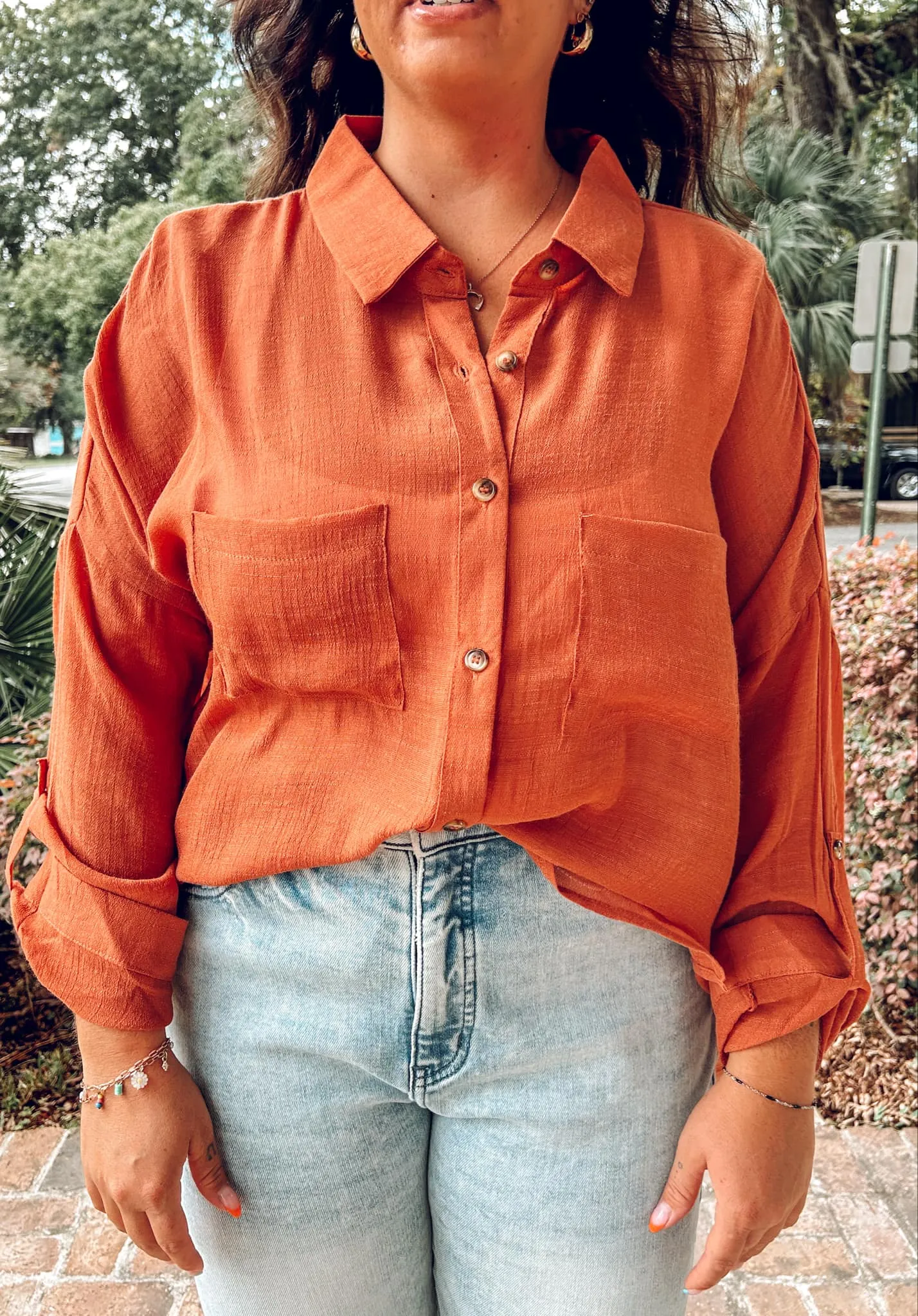 Caz Button Down Top | Rust