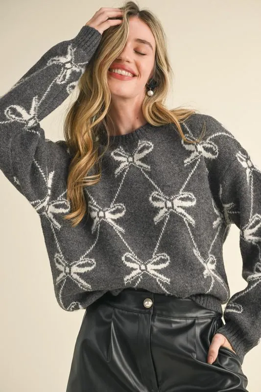 Charcoal Aspen Ballerina Bow Sweater