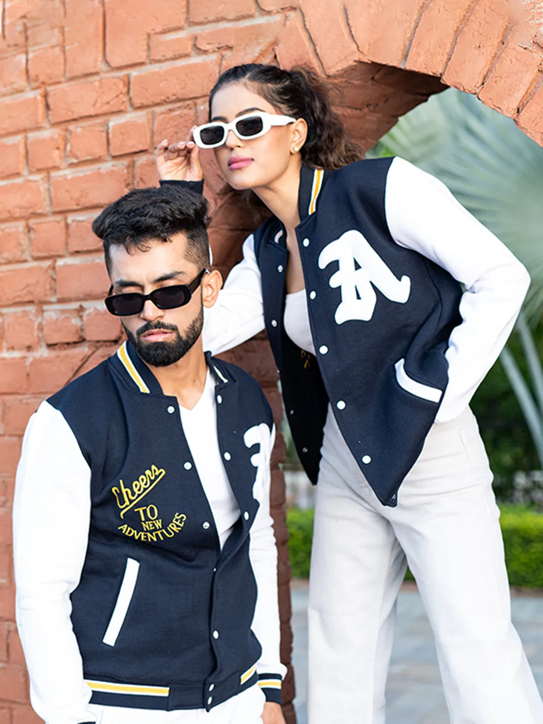 Cheers To New Adventures LA Navy Blue Varsity Jacket