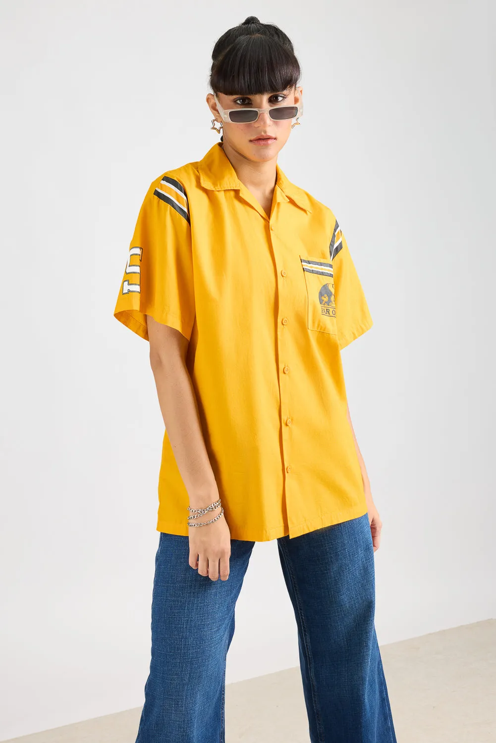 Cotton Poplin Women's Garage Shirt - Yellow