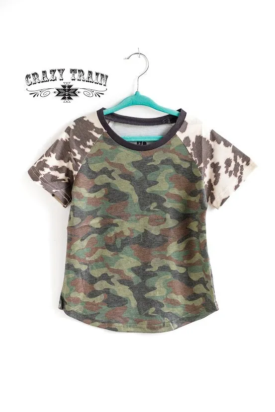 Crazy Train Kids Camo/Cowhide Huntin' Buddy Tee